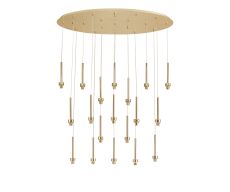 Giuseppe French Gold 19 Light G9 Universal 2m Drop Oval Multiple Pendant (FRAME ONLY), For A Vast Range Of Glass Shades