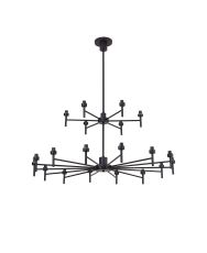 Giuseppe 105cm Satin Black 20 Light G9 Universal Telescopic 2-Tier (FRAME ONLY), For A Vast Range Of Glass Shades