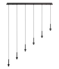 Giuseppe Satin Black 6 Light G9 Universal 2m Drop Linear Pendant (FRAME ONLY), For A Vast Range Of Glass Shades