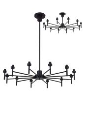 Giuseppe 85cm Satin Black 12 Light G9 Universal Telescopic/Semi Flush (FRAME ONLY), For A Vast Range Of Glass Shades