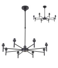 Giuseppe 70cm Satin Black 8 Light G9 Universal Telescopic/Semi Flush (FRAME ONLY), For A Vast Range Of Glass Shades