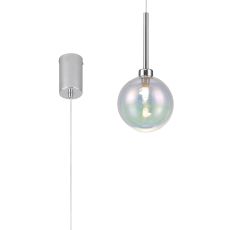 Giuseppe 14cm Single Pendant 2m, 1 x G9, Polished Chrome/Iridescent/Frosted Type G Shade