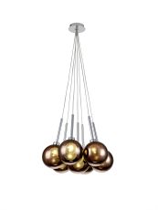 Giuseppe 42cm Cluster Pendant 1.5m, 7 x G9, Polished Chrome/Copper/Frosted Type G Shade