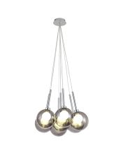 Giuseppe 42cm Cluster Pendant 1.5m, 7 x G9, Polished Chrome/Smoked/Frosted Type G Shade