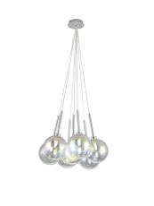 Giuseppe 42cm Cluster Pendant 1.5m, 7 x G9, Polished Chrome/Iridescent/Frosted Type G Shade