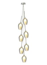 Giuseppe 36cm Cluster Pendant 1.5m, 7 x G9, Polished Chrome/Smoke/Frosted Type D Shade
