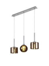 Giuseppe Linear Pendant 2m, 3 x G9, Polished Chrome/Copper/Frosted Type C,G Shade