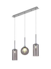 Giuseppe Linear Pendant 2m, 3 x G9, Polished Chrome/Smoked/Frosted Type A,G Shade