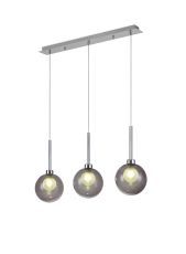 Giuseppe Linear Pendant 2m, 3 x G9, Polished Chrome/Smoked/Frosted Type G Shade