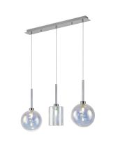Giuseppe Linear Pendant 2m, 3 x G9, Polished Chrome/Iridescent/Frosted Type B,G Shade