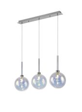 Giuseppe Linear Pendant 2m, 3 x G9, Polished Chrome/Iridescent/Frosted Type G Shade