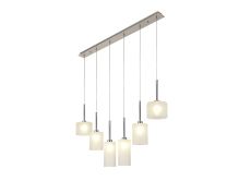 Giuseppe Linear Pendant 2m, 6 x G9, Polished Chrome/Frosted Type A,B,C Shade