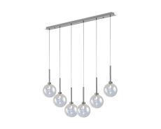 Giuseppe Linear Pendant 2m, 6 x G9, Polished Chrome/Iridescent/Frosted Type G Shade