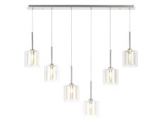 Giuseppe Linear Pendant 2m, 6 x G9, Polished Chrome/Cognac/Clear Type H Shade