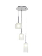 Giuseppe 35cm Round Pendant 2m, 3 x G9, Polished Chrome/Frosted Type A,B,C Shade