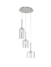 Giuseppe 35cm Round Pendant 2m, 3 x G9, Polished Chrome/Clear Type A,B,C Shade