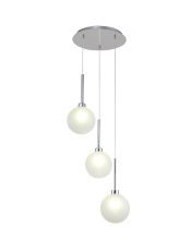 Giuseppe 34cm Round Pendant 2m, 3 x G9, Polished Chrome/Frosted Type G Shade