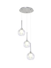 Giuseppe 34cm Round Pendant 2m, 3 x G9, Polished Chrome/Clear/Frosted Type G Shade