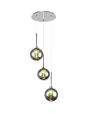 Giuseppe 34cm Round Pendant 2m, 3 x G9, Polished Chrome/Chrome/Frosted Type G Shade