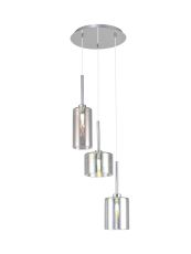 Giuseppe 35cm Round Pendant 2m, 3 x G9, Polished Chrome/Iridescent Type A,B,C Shade