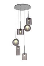 Giuseppe 45cm Round Pendant 2.5m, 6 x G9, Polished Chrome/Smoked/Frosted Type A,B,C,G Shade