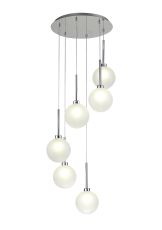 Giuseppe 44cm Round Pendant 2.5m, 6 x G9, Polished Chrome/Frosted Type G Shade