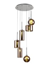 Giuseppe 45cm Round Pendant 2.5m, 6 x G9, Polished Chrome/Copper/Frosted Type A,B,C,G Shade