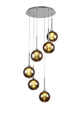 Giuseppe 44cm Round Pendant 2.5m, 6 x G9, Polished Chrome/Copper/Frosted Type G Shade