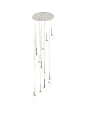 Giuseppe 57cm Round Multiple Pendant 2.5m, 13 x G9, Polished Chrome/Frosted/Clear Type M Shade