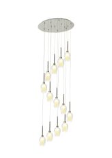 Giuseppe 57cm Round Multiple Pendant 2.5m, 13 x G9, Polished Chrome/Smoke/Frosted Type D Shade