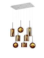 Giuseppe Rectangle Multiple Pendant 2m, 8 x G9, Polished Chrome/Copper/Frosted Type A,B,C,G Shade