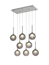 Giuseppe Rectangle Multiple Pendant 2m, 8 x G9, Polished Chrome/Smoked/Frosted Type G Shade