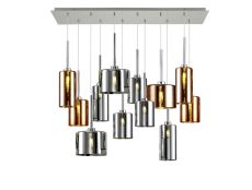 Giuseppe Linear Pendant 2m, 12 x G9, Polished Chrome/Chrome/Copper Type A,B,C Shade
