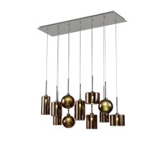 Giuseppe Linear Pendant 2m, 12 x G9, Polished Chrome/Copper/Frosted Type A,B,C,G Shade