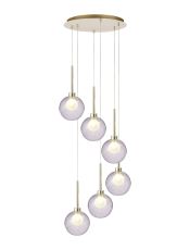 Giuseppe 44cm Round Pendant 2.5m, 6 x G9, French Gold/Smoked/Frosted Type G Shade