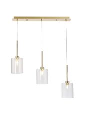Giuseppe Linear Pendant 2m, 3 x G9, French Gold/Clear Type B Shade