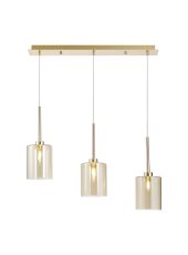 Giuseppe Linear Pendant 2m, 3 x G9, French Gold/Cognac Type B Shade