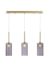 Giuseppe Linear Pendant 2m, 3 x G9, French Gold/Smoked Type A Shade