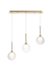 Giuseppe Linear Pendant 2m, 3 x G9, French Gold/Clear/Frosted Type G Shade