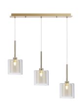 Giuseppe Linear Pendant 2m, 3 x G9, French Gold/Cognac/Clear Type H Shade