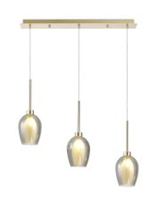 Giuseppe Linear Pendant 2m, 3 x G9, French Gold/Smoke/Frosted Type D Shade