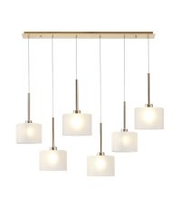 Giuseppe Linear Pendant 2m, 6 x G9, French Gold/Frosted Type C Shade