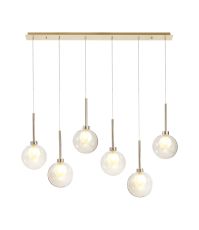 Giuseppe Linear Pendant 2m, 6 x G9, French Gold/Cognac/Frosted Type G Shade
