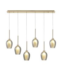 Giuseppe Linear Pendant 2m, 6 x G9, French Gold/Smoke/Frosted Type D Shade