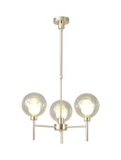 Giuseppe 54cm Telescopic/Semi Flush, 3 x G9, French Gold/Cognac/Frosted Type G Shade