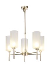 Giuseppe 60cm Telescopic/Semi Flush, 5 x G9, French Gold/Frosted Type A Shade