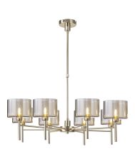 Giuseppe 85cm Telescopic/Semi Flush, 8 x G9, French Gold/Cognac Type C Shade
