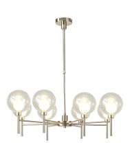 Giuseppe 84cm Telescopic/Semi Flush, 8 x G9, French Gold/Cognac/Frosted Type G Shade