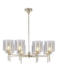 Giuseppe 84cm Telescopic/Semi Flush, 8 x G9, French Gold/Cognac/Clear Type H Shade