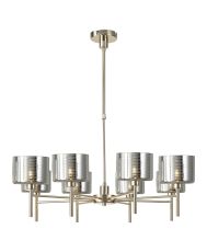 Giuseppe 85cm Telescopic/Semi Flush, 8 x G9, French Gold/Chrome Lined Type C Shade